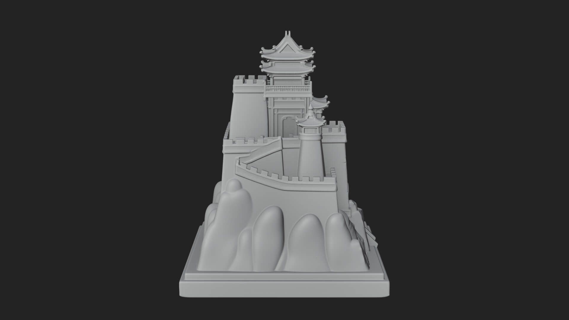 Mountain Fortress Castle Design 1 3D Print Model 3D Model