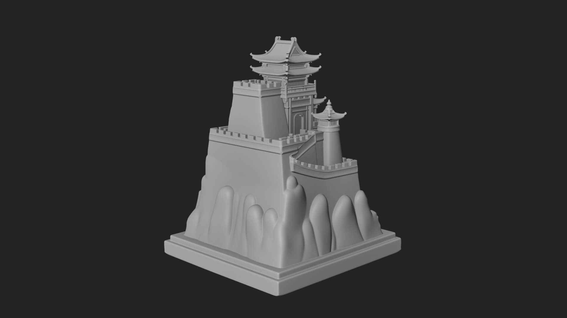 Mountain Fortress Castle Design 1 3D Print Model 3D Model