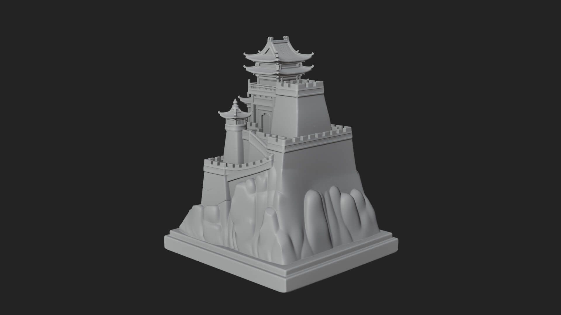 Mountain Fortress Castle Design 1 3D Print Model 3D Model