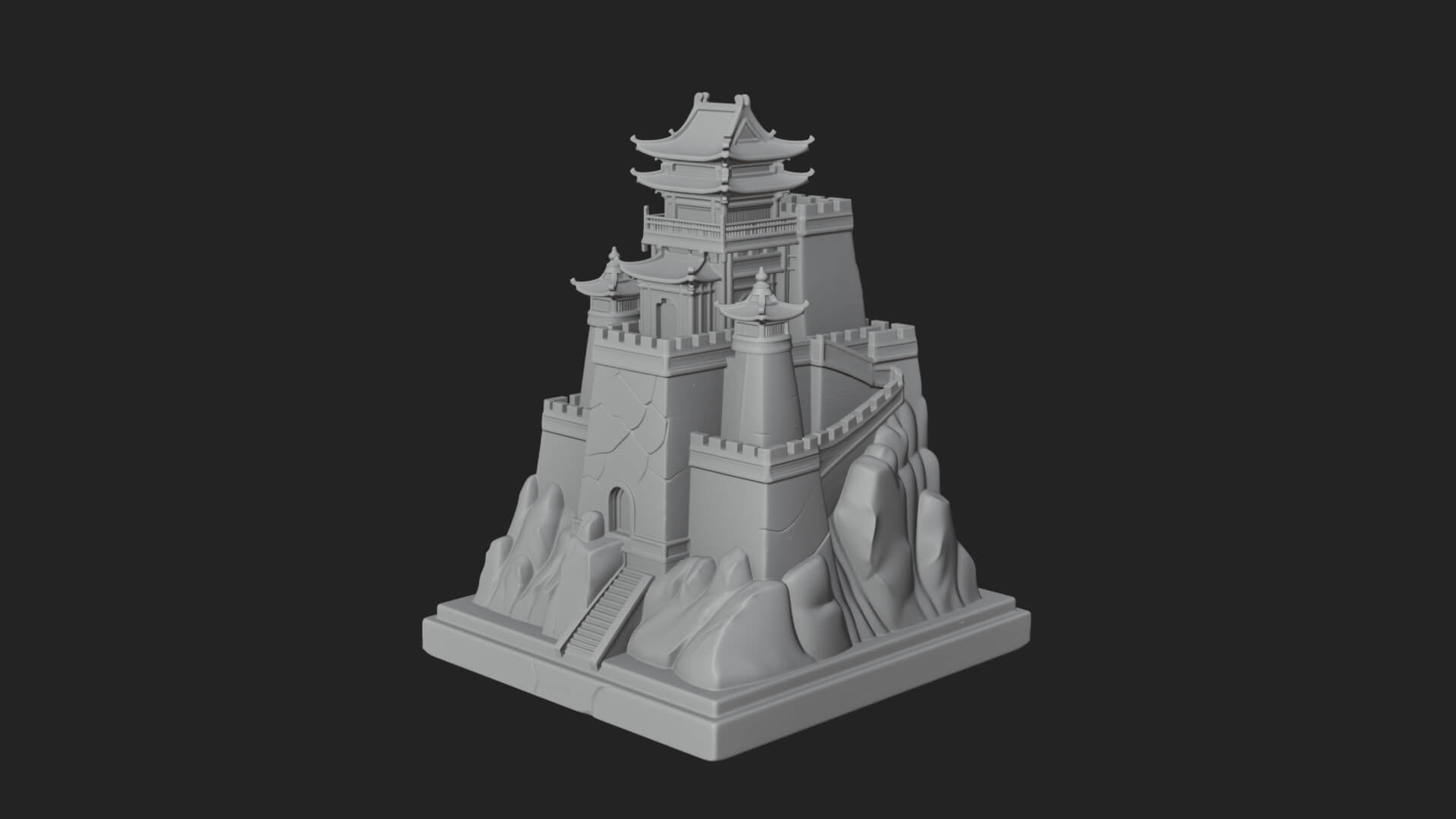 Mountain Fortress Castle Design 1 3D Print Model 3D Model