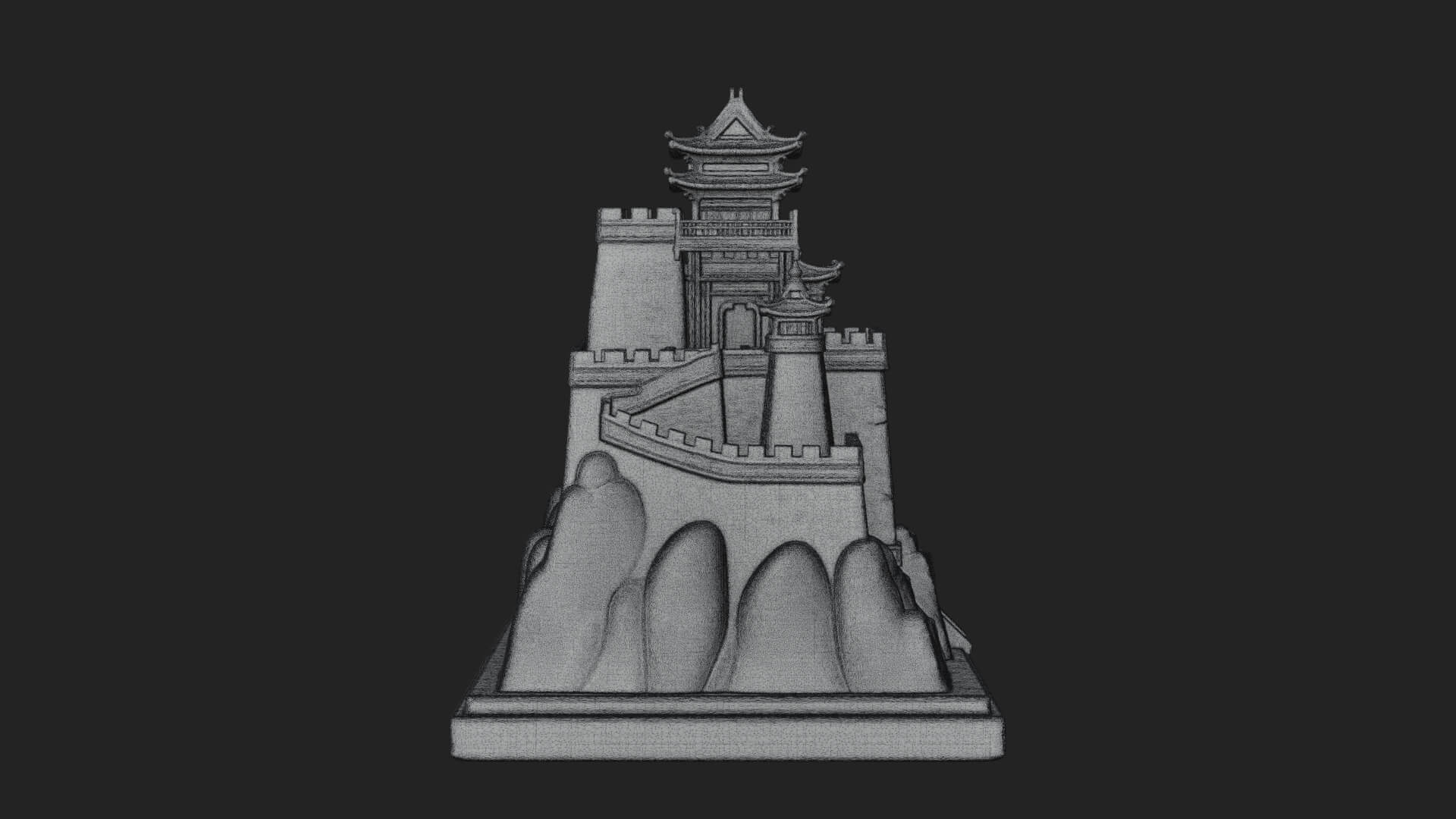Mountain Fortress Castle Design 1 3D Print Model 3D Model