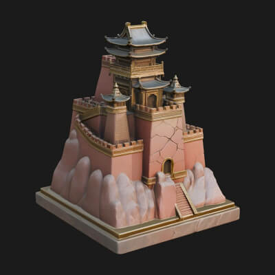 Mountain Fortress Castle Design 1 3D Print Model