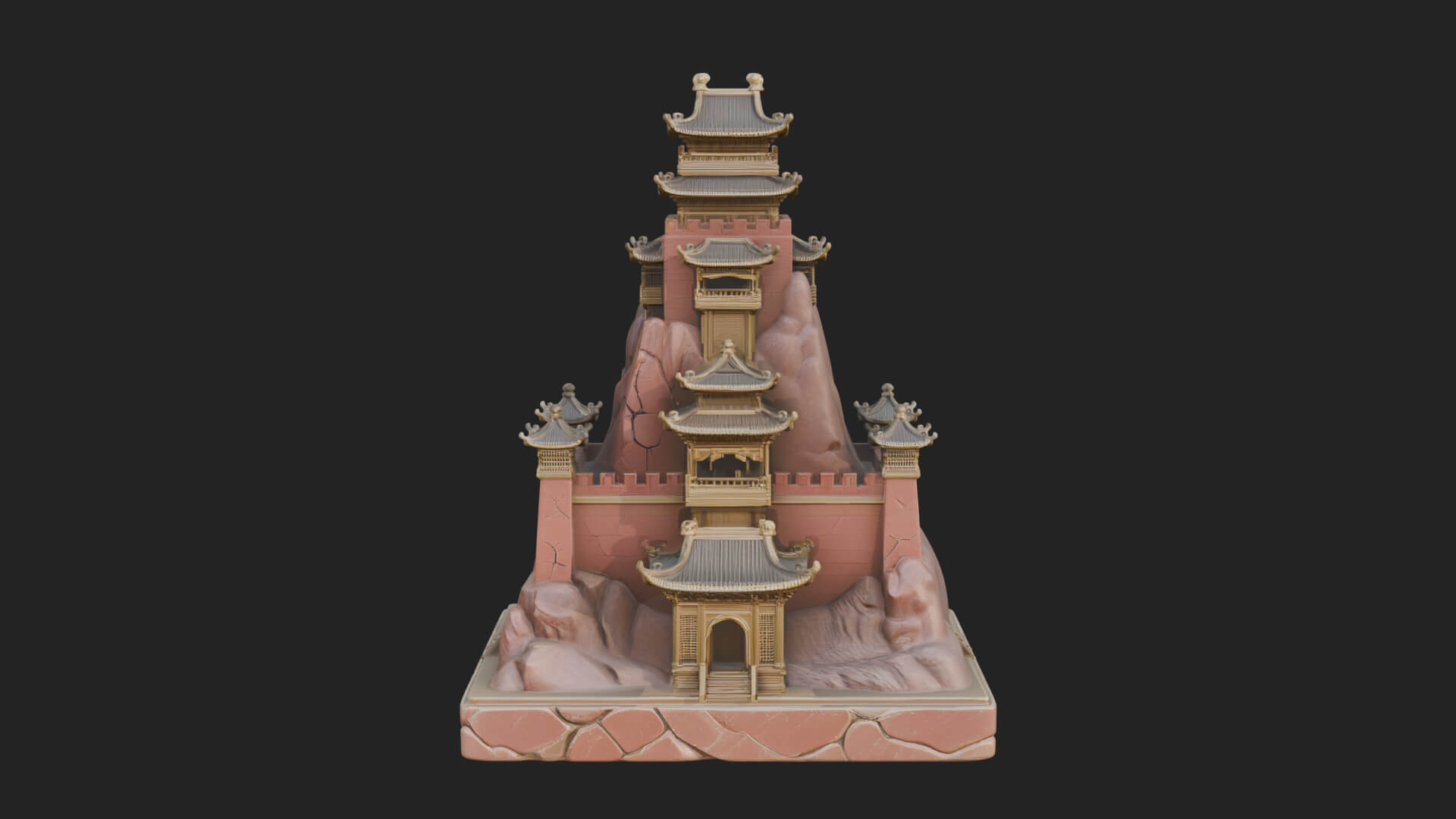 Mountain Fortress Castle Design 2 3D Print Model 3D Model