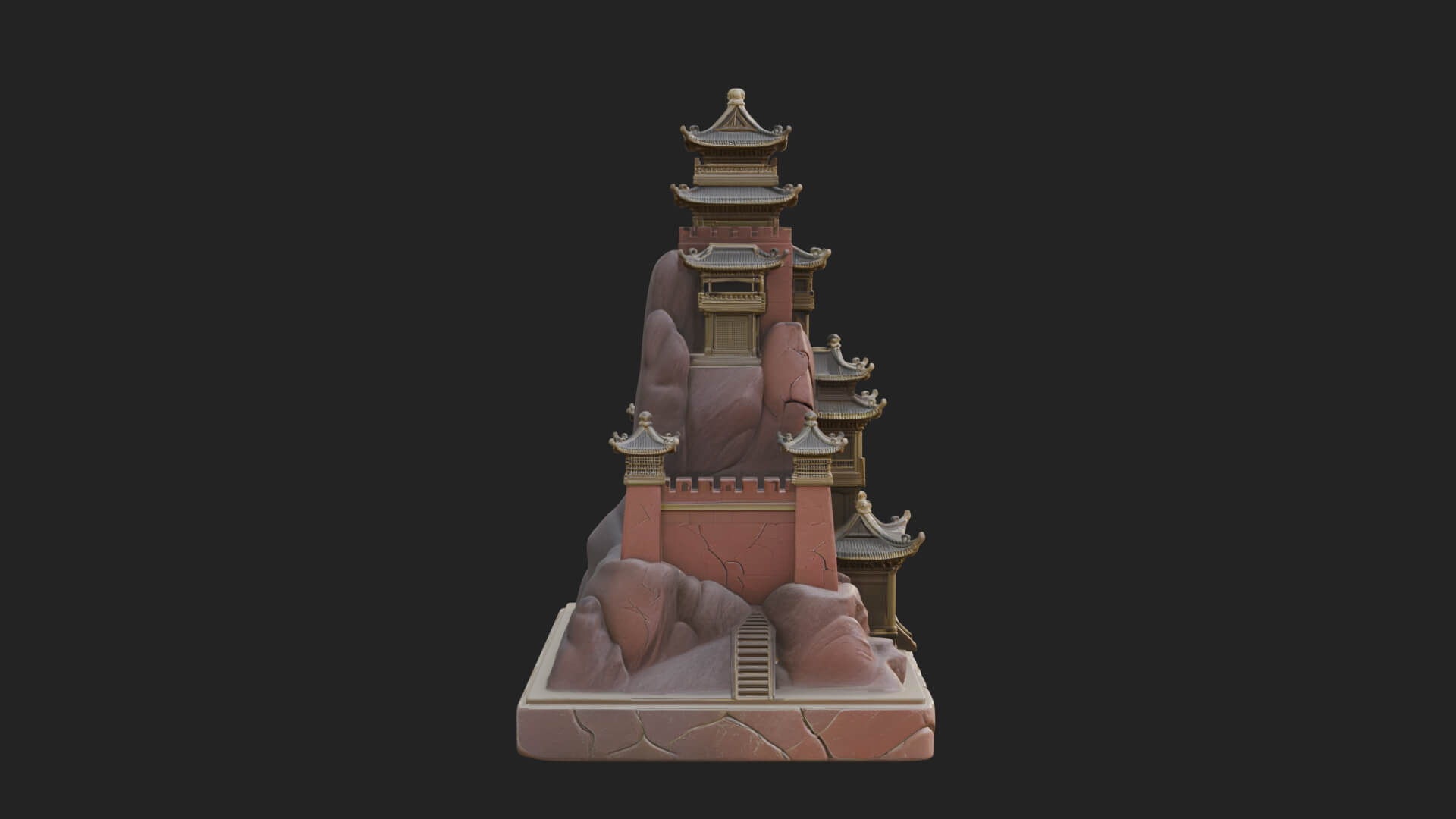 Mountain Fortress Castle Design 2 3D Print Model 3D Model