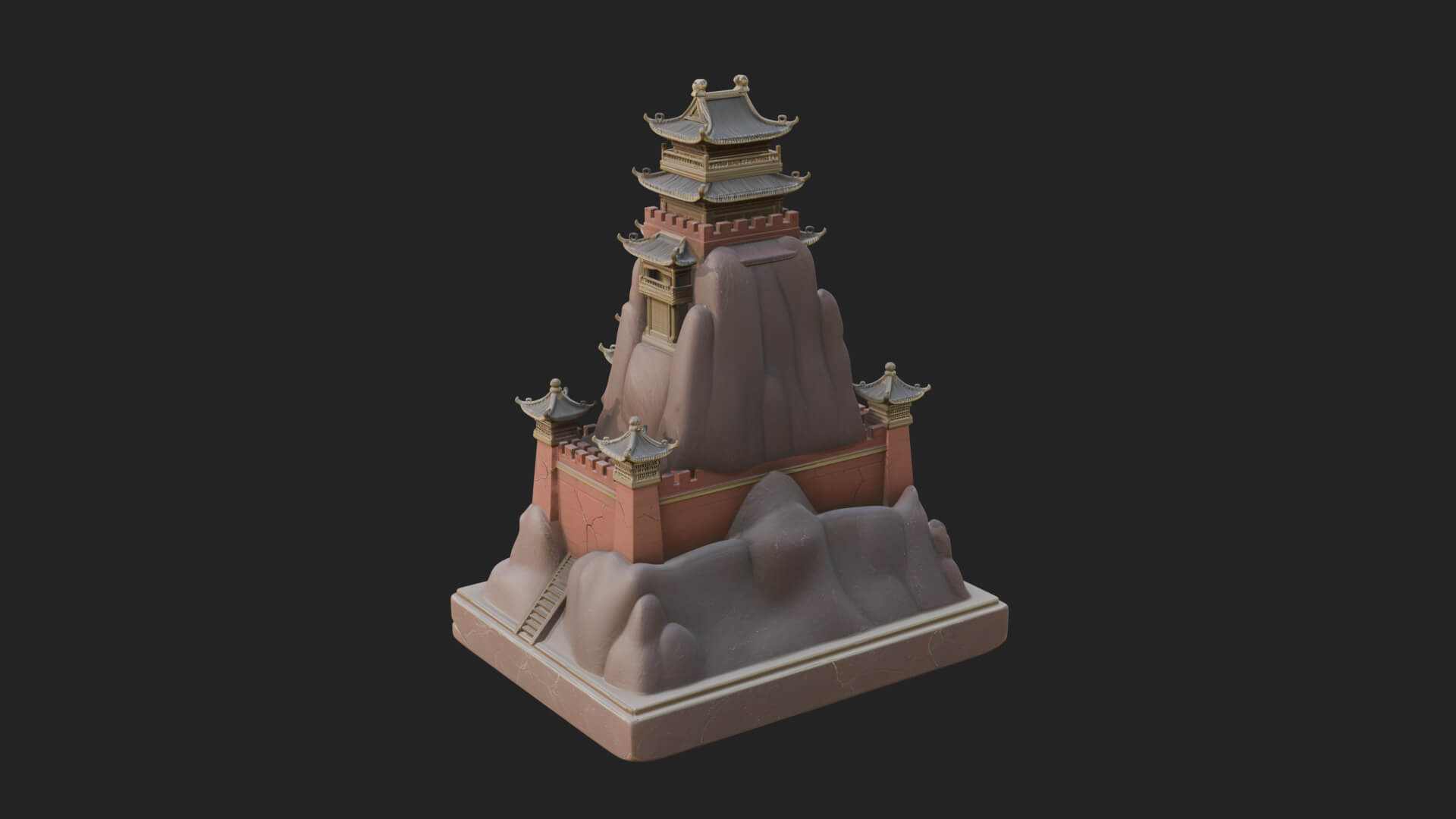 Mountain Fortress Castle Design 2 3D Print Model 3D Model