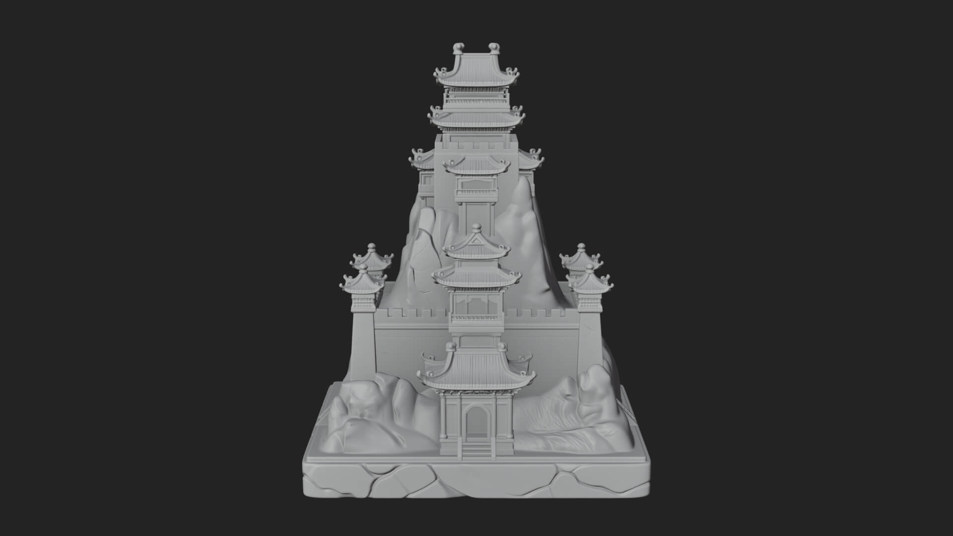 Mountain Fortress Castle Design 2 3D Print Model 3D Model