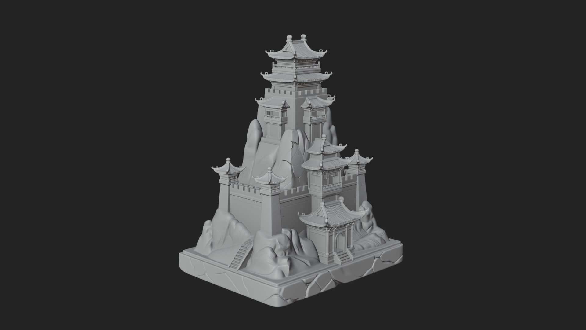 Mountain Fortress Castle Design 2 3D Print Model 3D Model