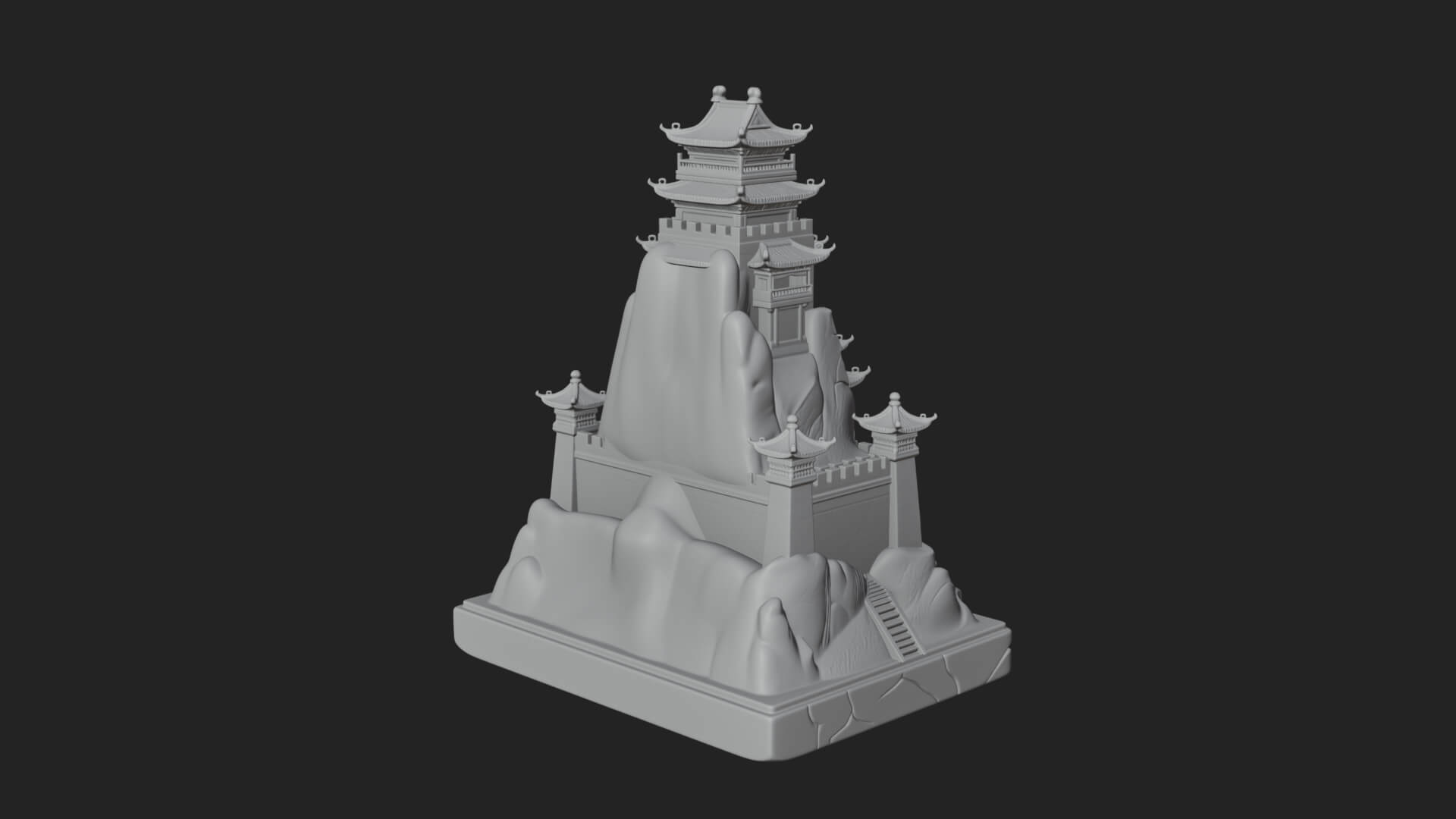 Mountain Fortress Castle Design 2 3D Print Model 3D Model