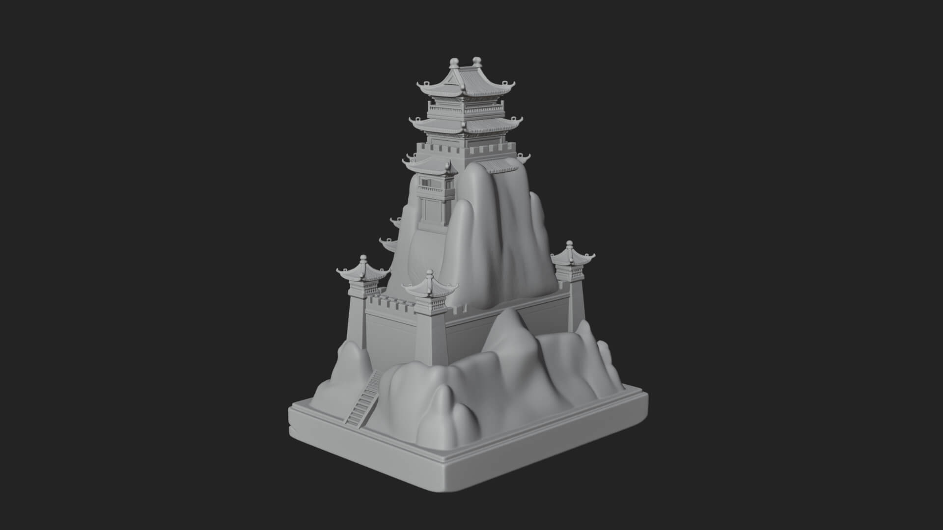 Mountain Fortress Castle Design 2 3D Print Model 3D Model