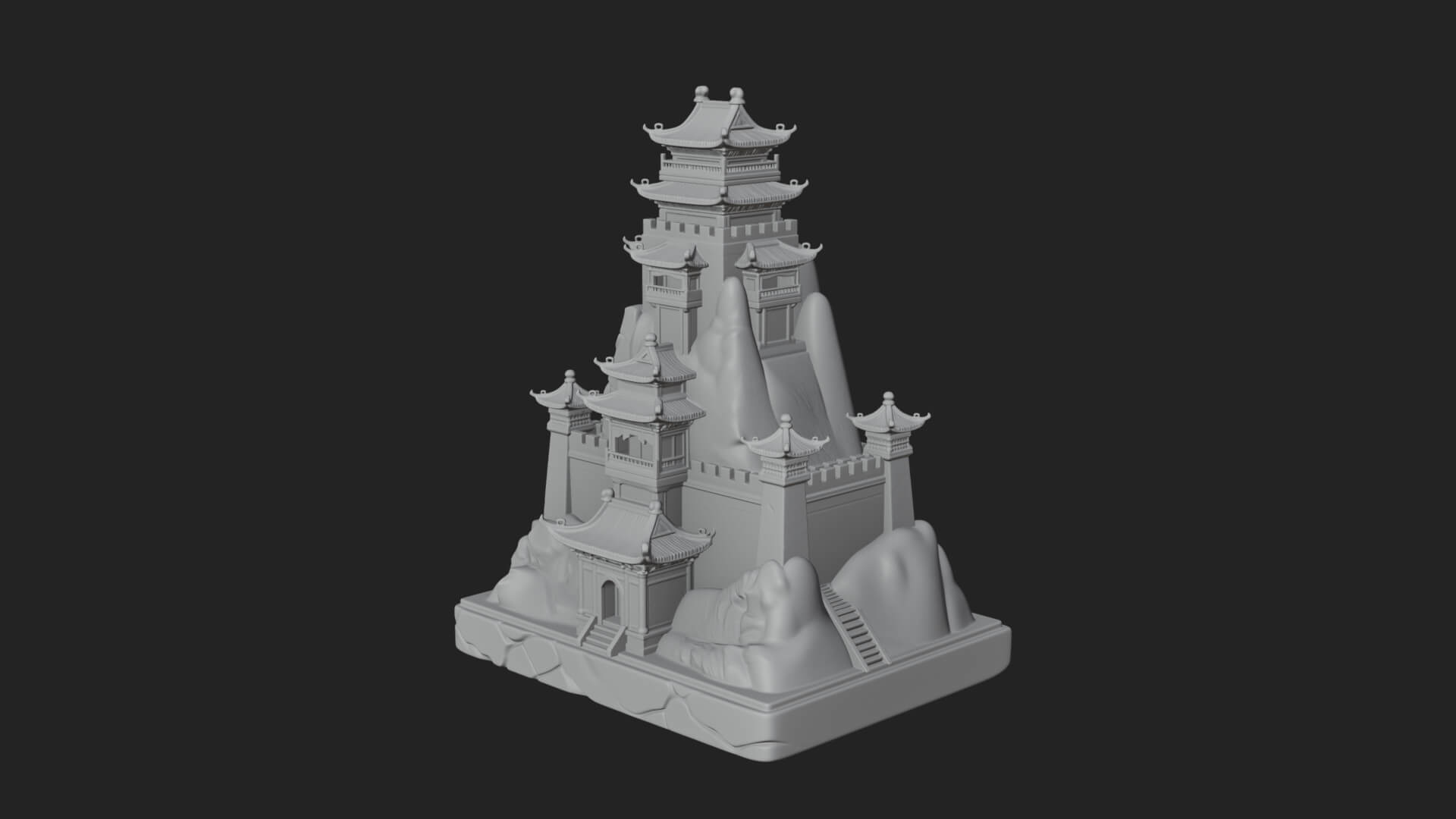Mountain Fortress Castle Design 2 3D Print Model 3D Model