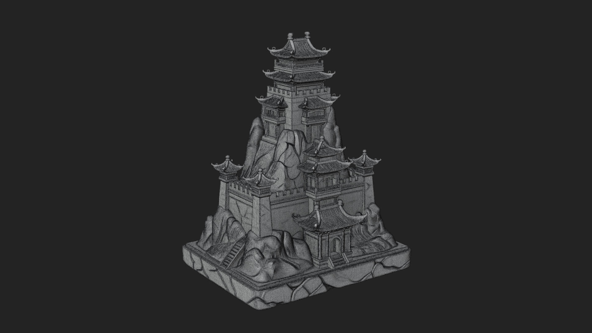 Mountain Fortress Castle Design 2 3D Print Model 3D Model