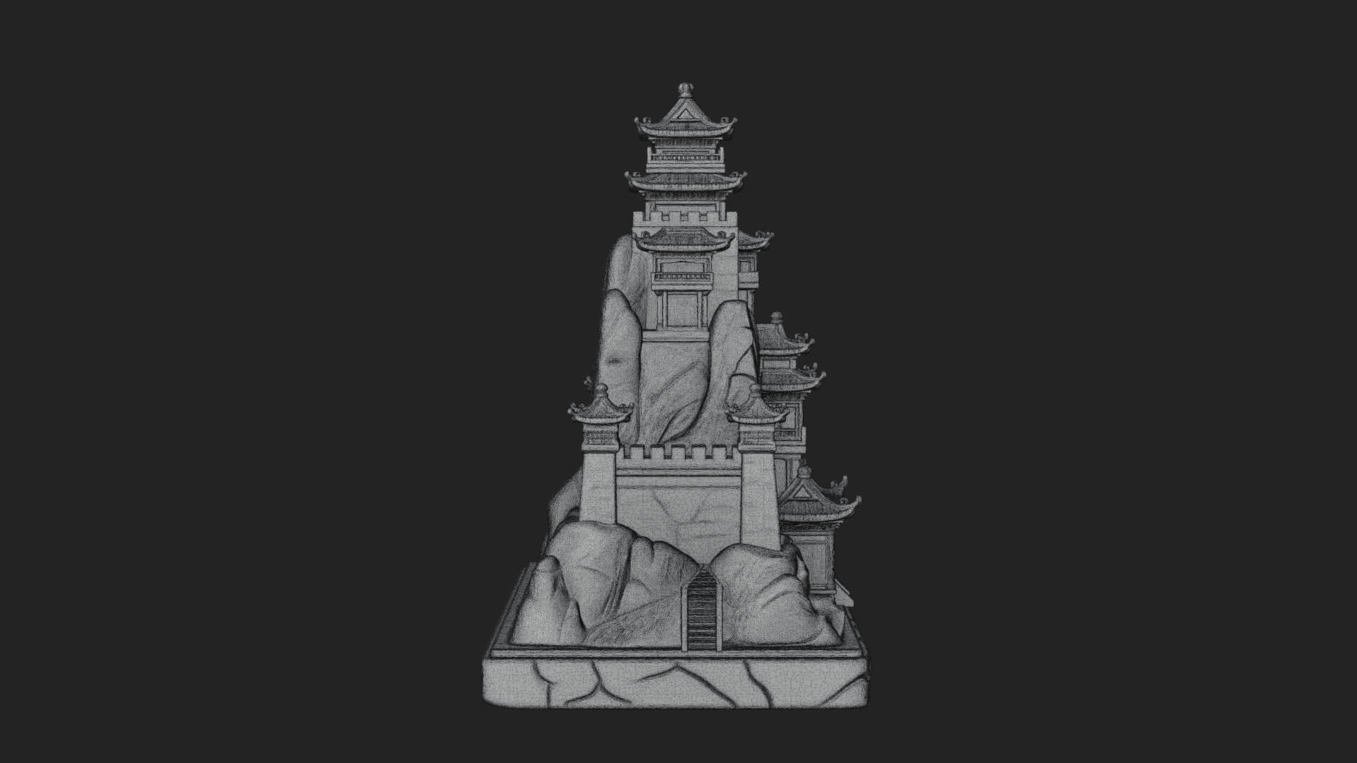 Mountain Fortress Castle Design 2 3D Print Model 3D Model