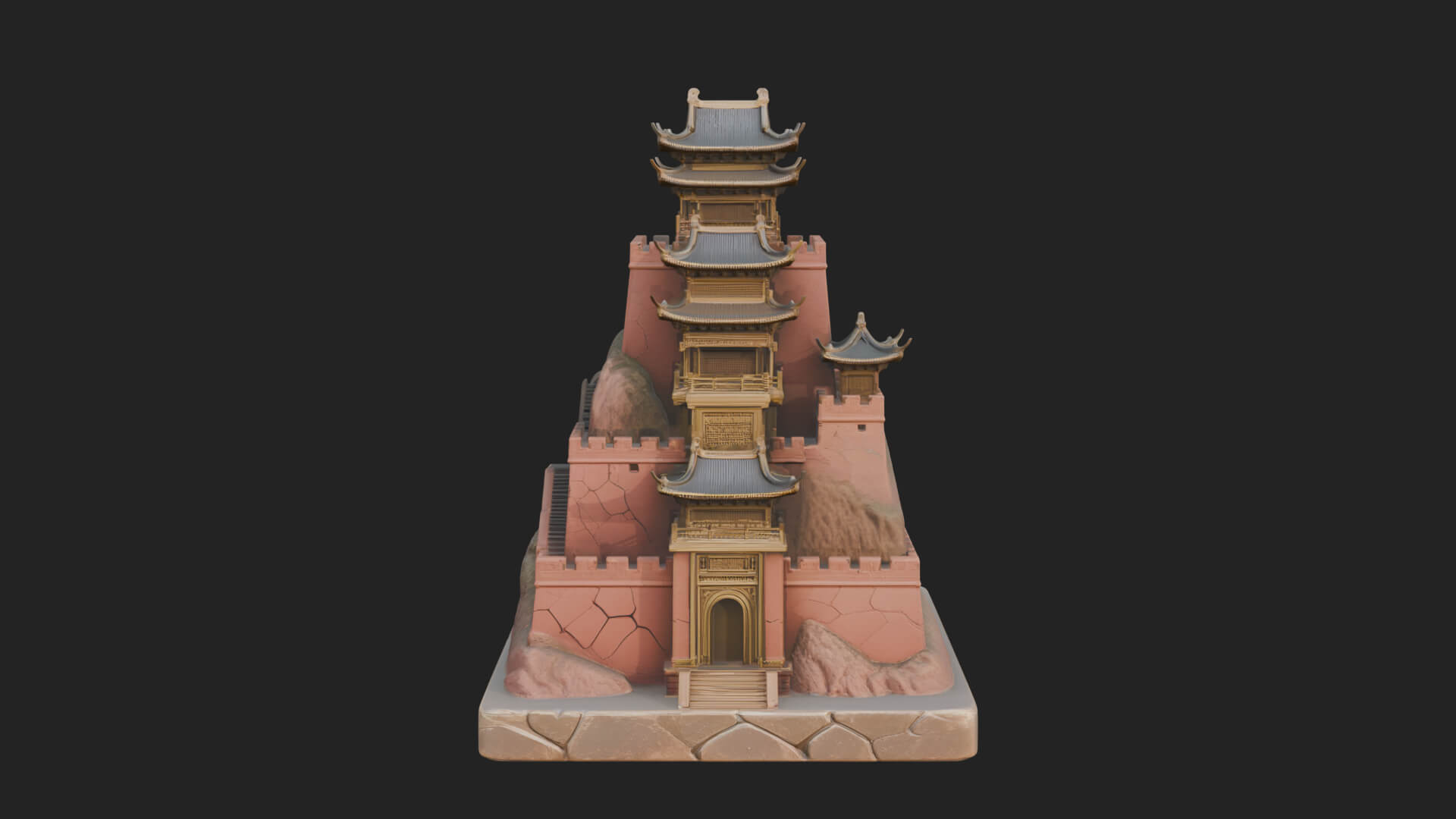 Mountain Fortress Castle Design 3 3D Print Model 3D Model