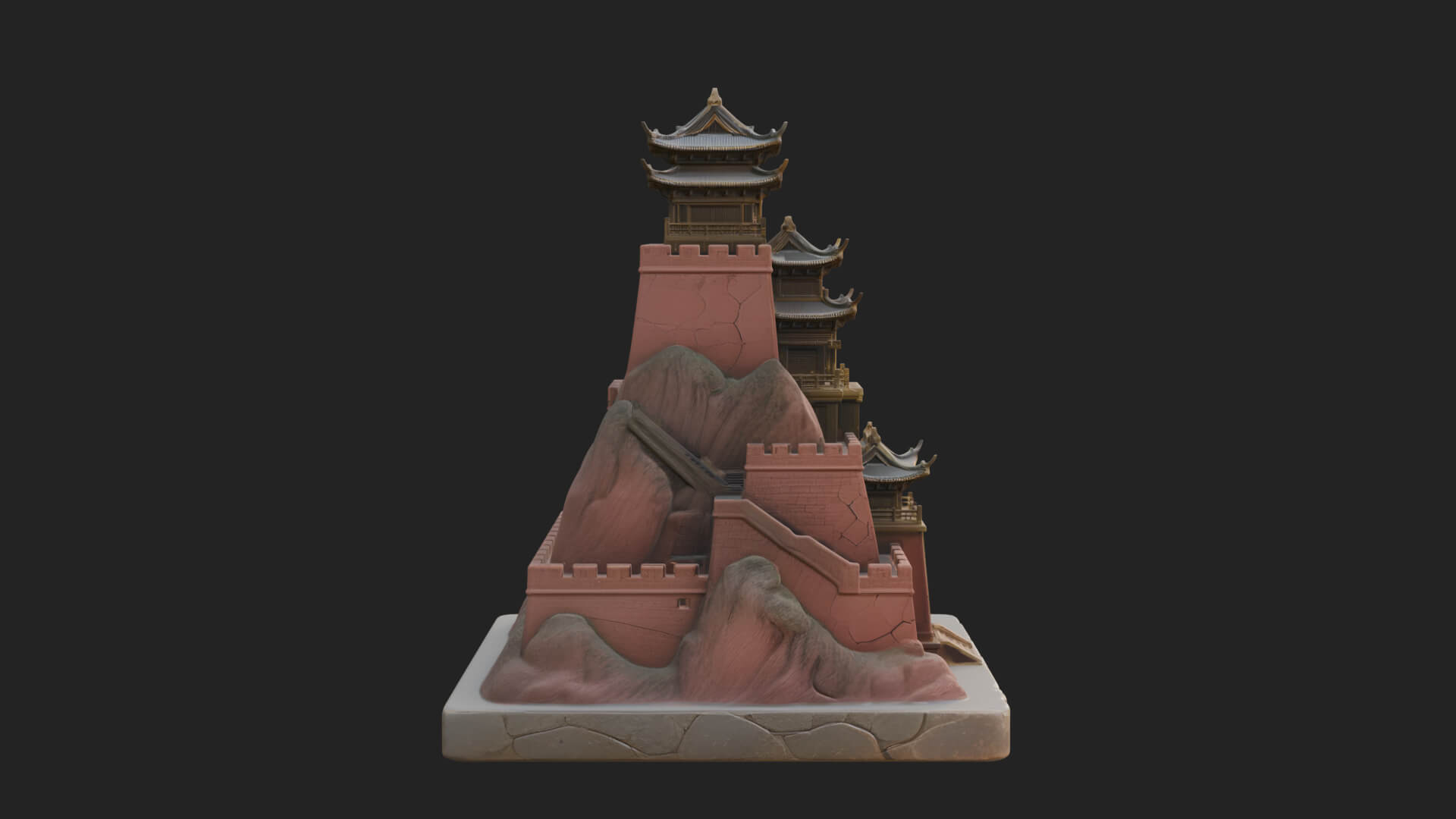 Mountain Fortress Castle Design 3 3D Print Model 3D Model