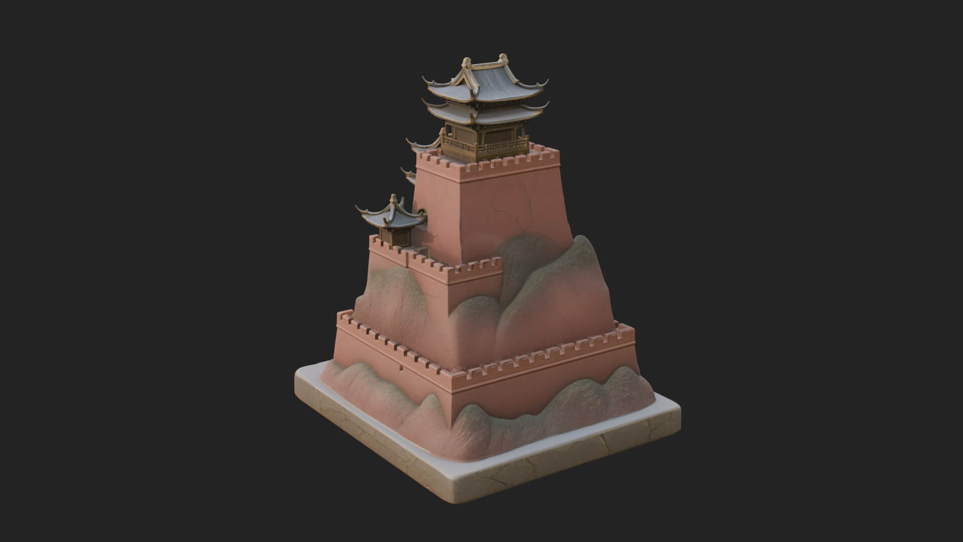 Mountain Fortress Castle Design 3 3D Print Model 3D Model