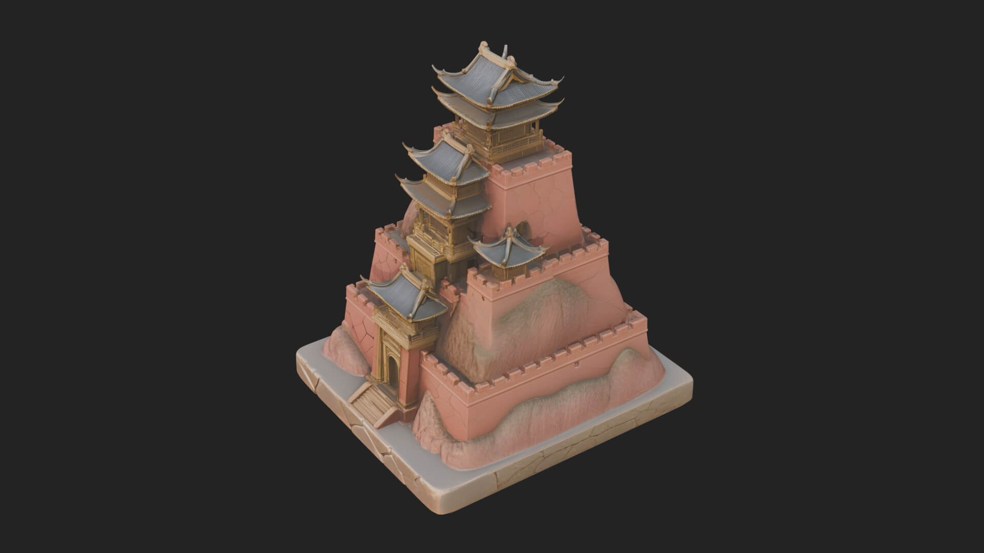 Mountain Fortress Castle Design 3 3D Print Model 3D Model