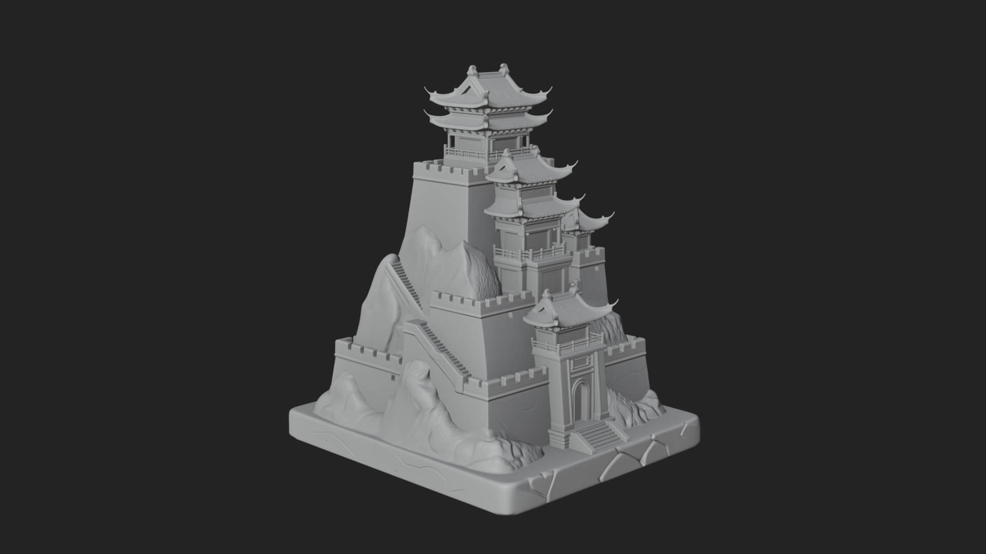 Mountain Fortress Castle Design 3 3D Print Model 3D Model