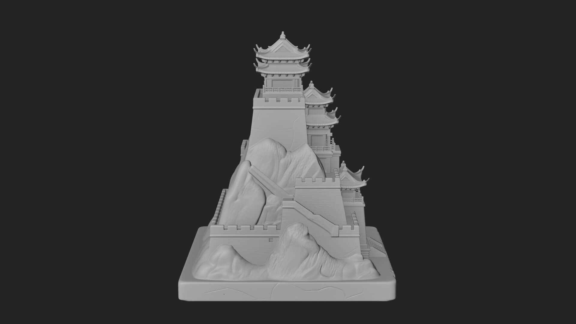 Mountain Fortress Castle Design 3 3D Print Model 3D Model