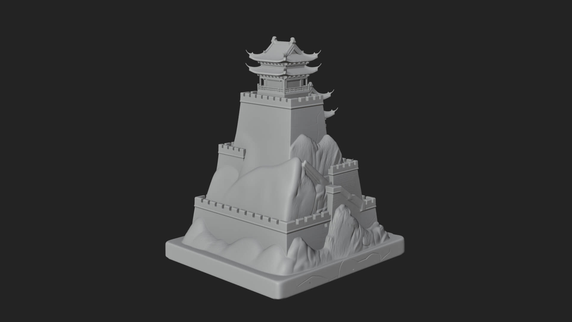 Mountain Fortress Castle Design 3 3D Print Model 3D Model