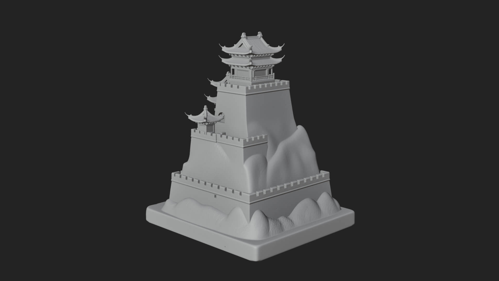 Mountain Fortress Castle Design 3 3D Print Model 3D Model
