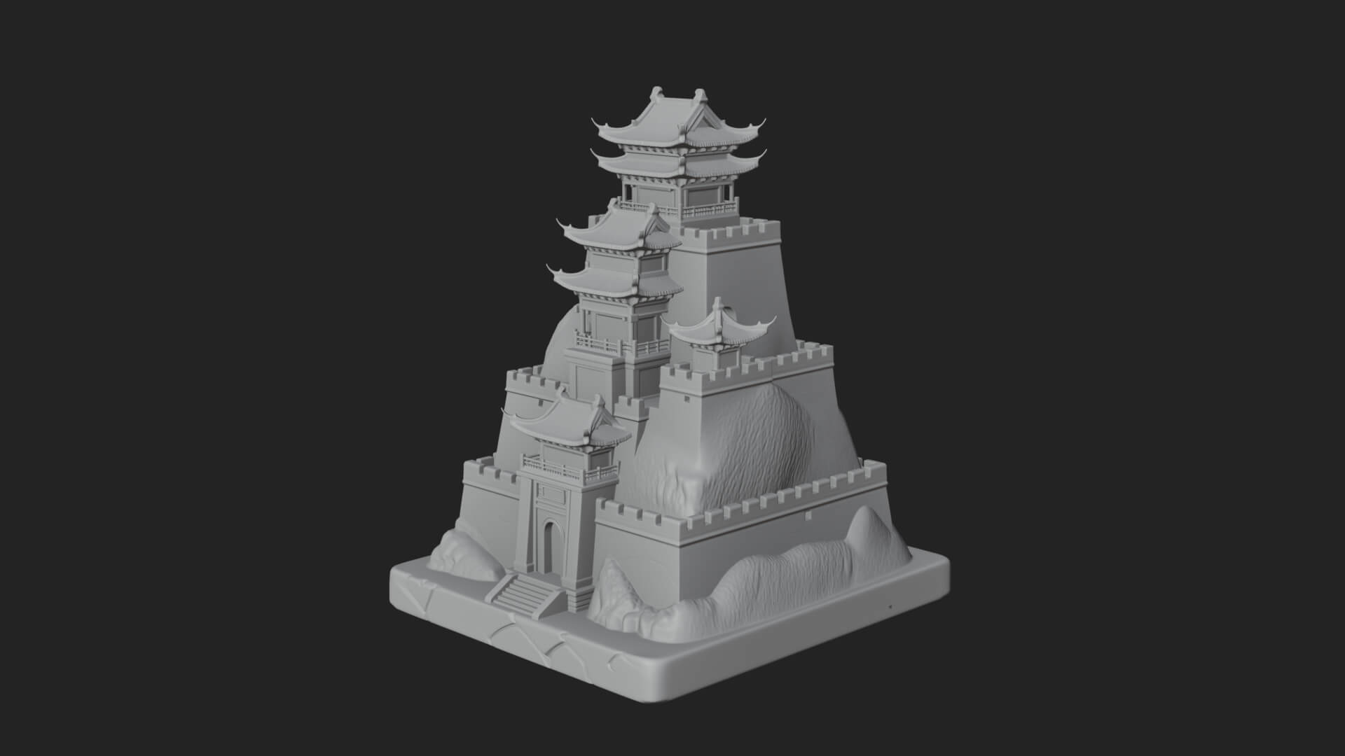 Mountain Fortress Castle Design 3 3D Print Model 3D Model