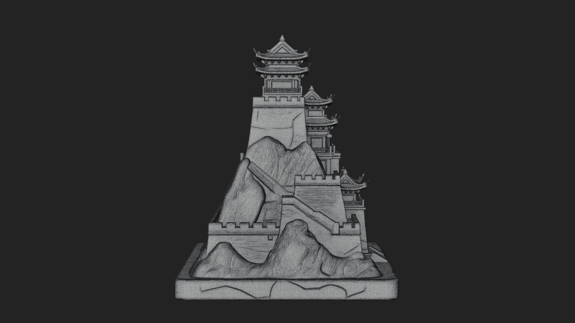 Mountain Fortress Castle Design 3 3D Print Model 3D Model