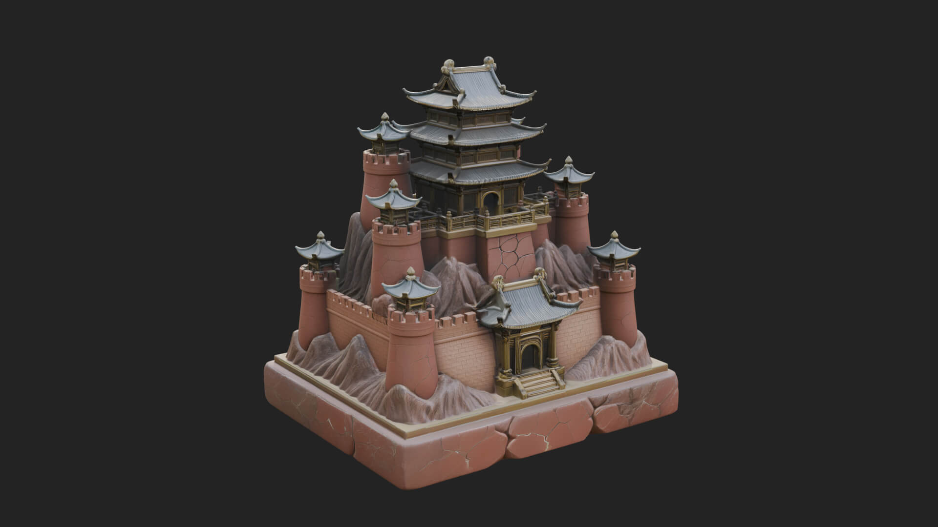 Mountain Fortress Castle Design 4 3D Print Model 3D Model