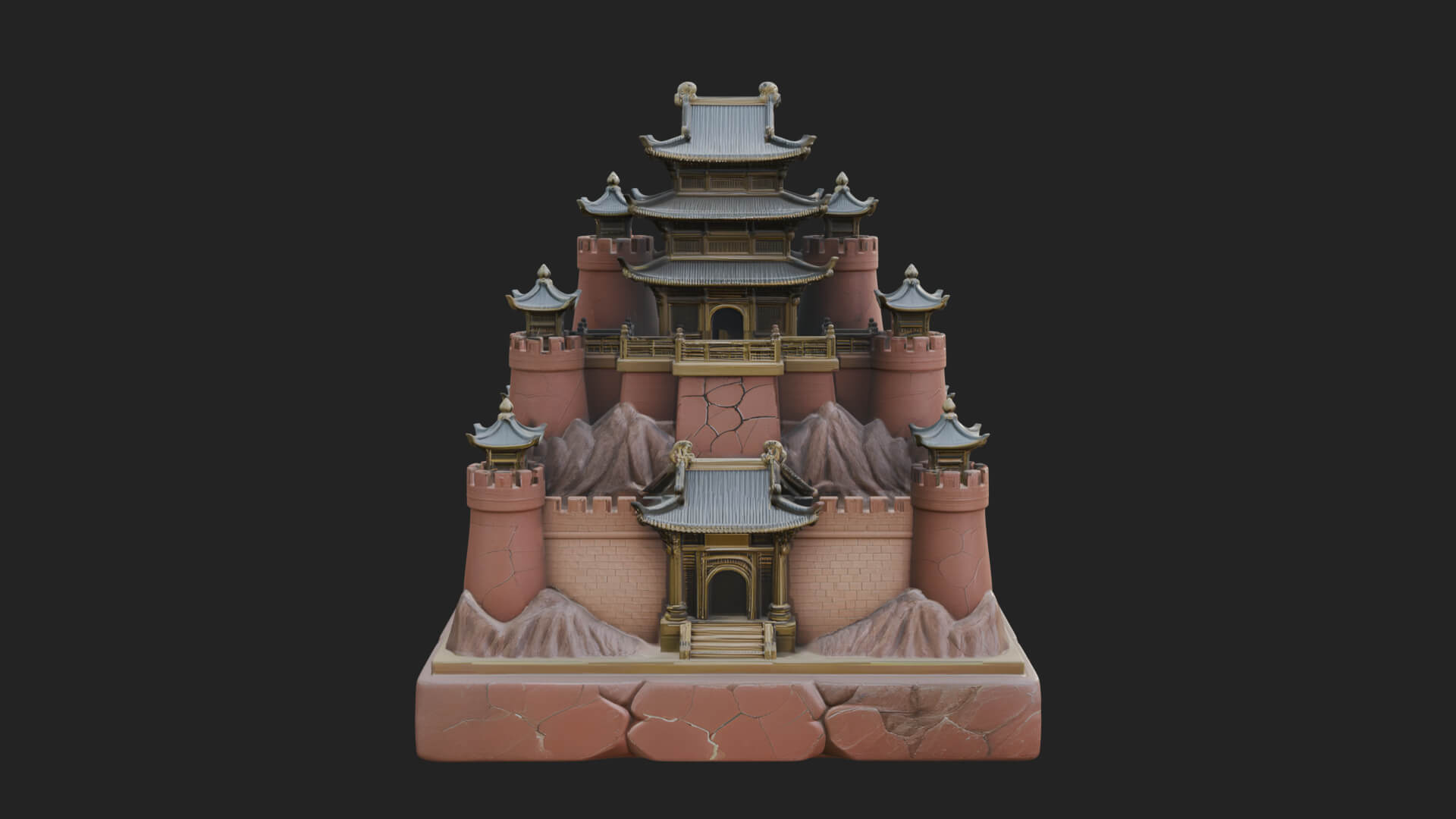 Mountain Fortress Castle Design 4 3D Print Model 3D Model