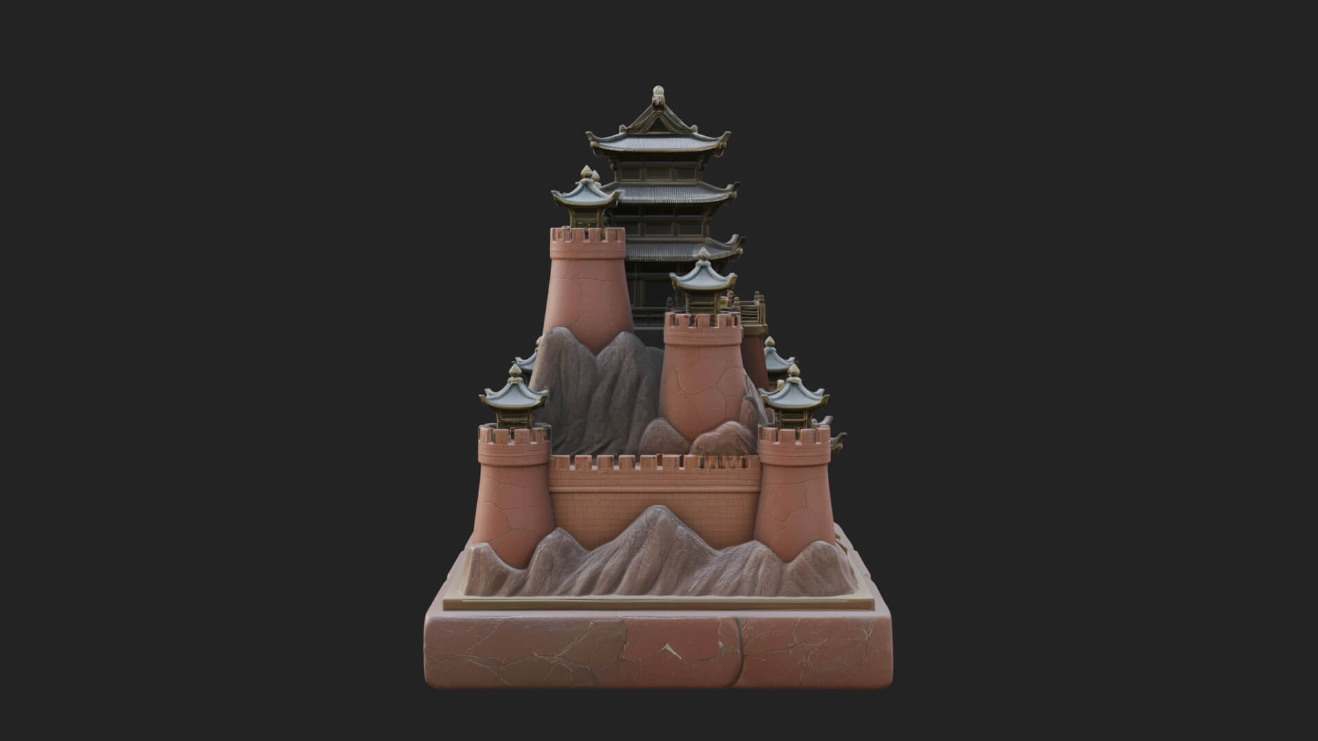 Mountain Fortress Castle Design 4 3D Print Model 3D Model