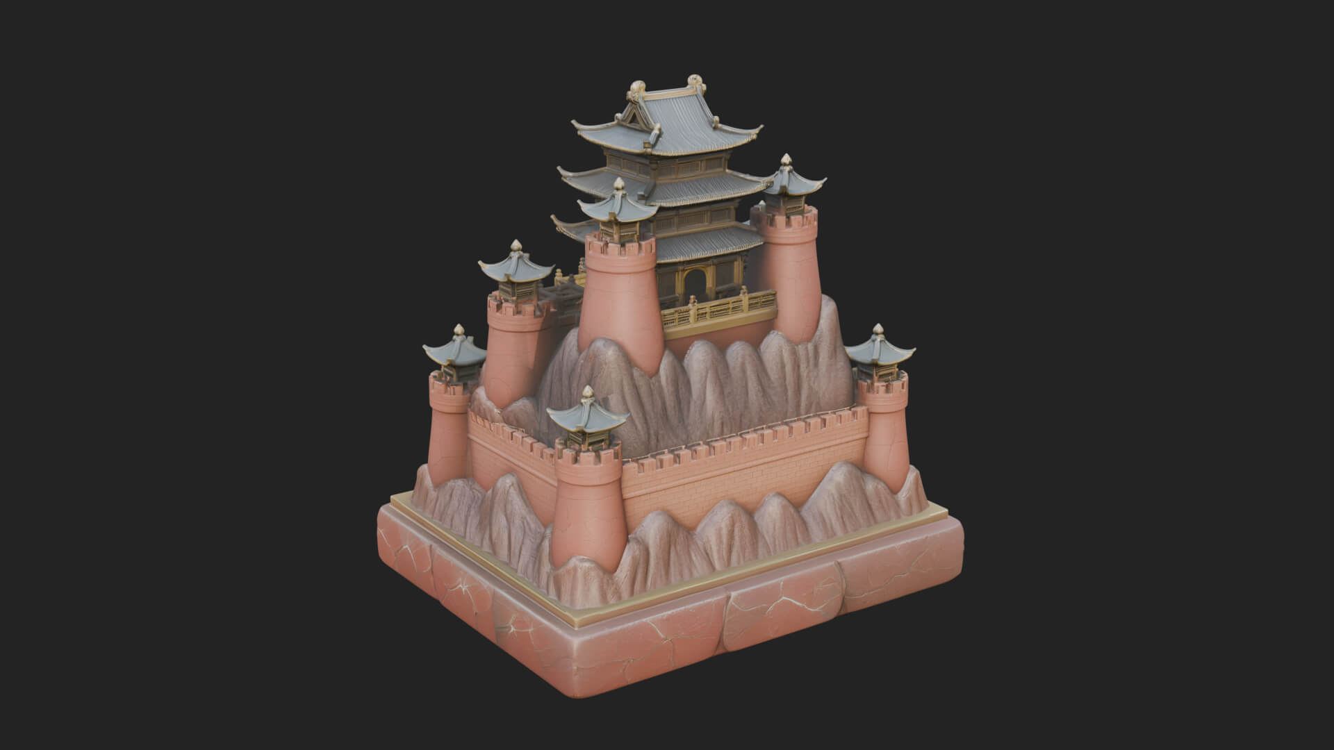 Mountain Fortress Castle Design 4 3D Print Model 3D Model