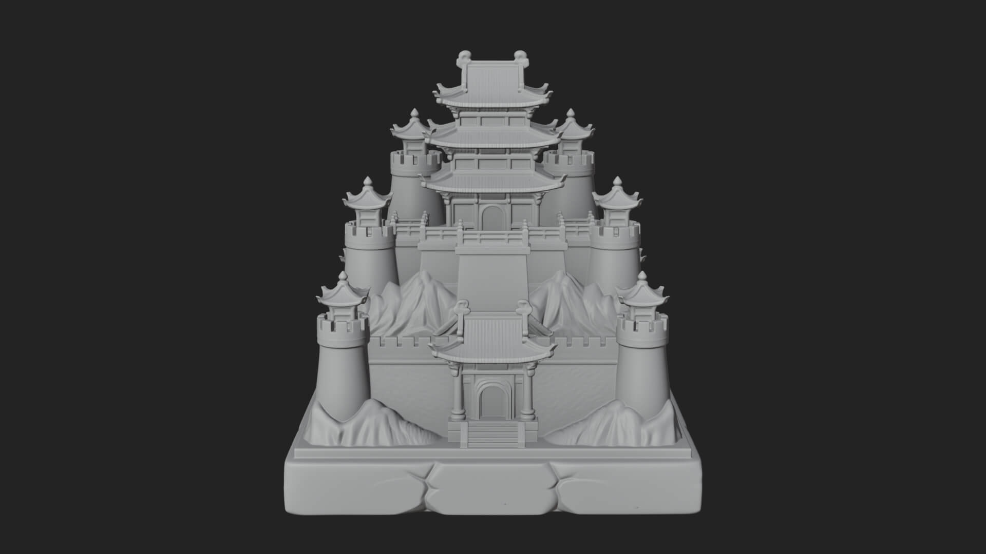 Mountain Fortress Castle Design 4 3D Print Model 3D Model