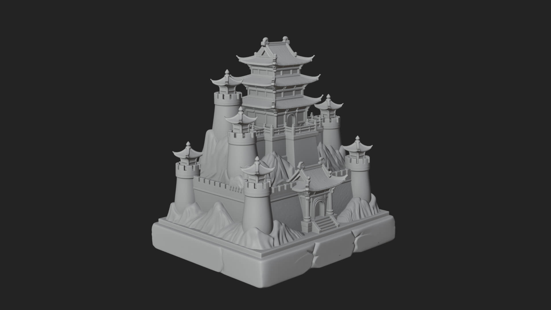 Mountain Fortress Castle Design 4 3D Print Model 3D Model