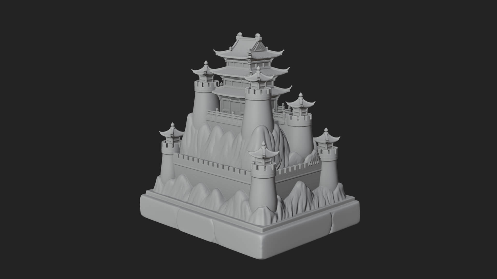 Mountain Fortress Castle Design 4 3D Print Model 3D Model