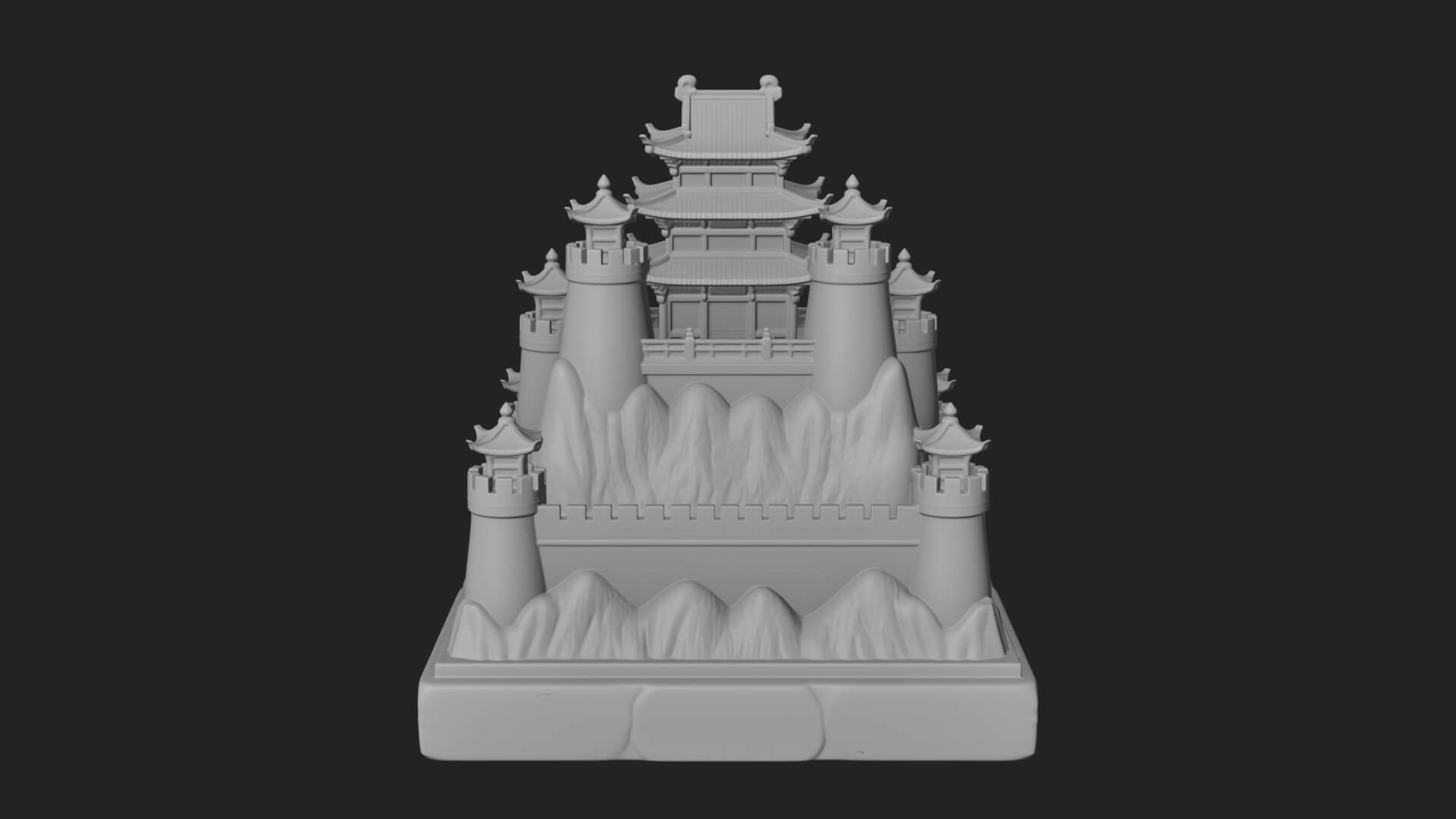 Mountain Fortress Castle Design 4 3D Print Model 3D Model