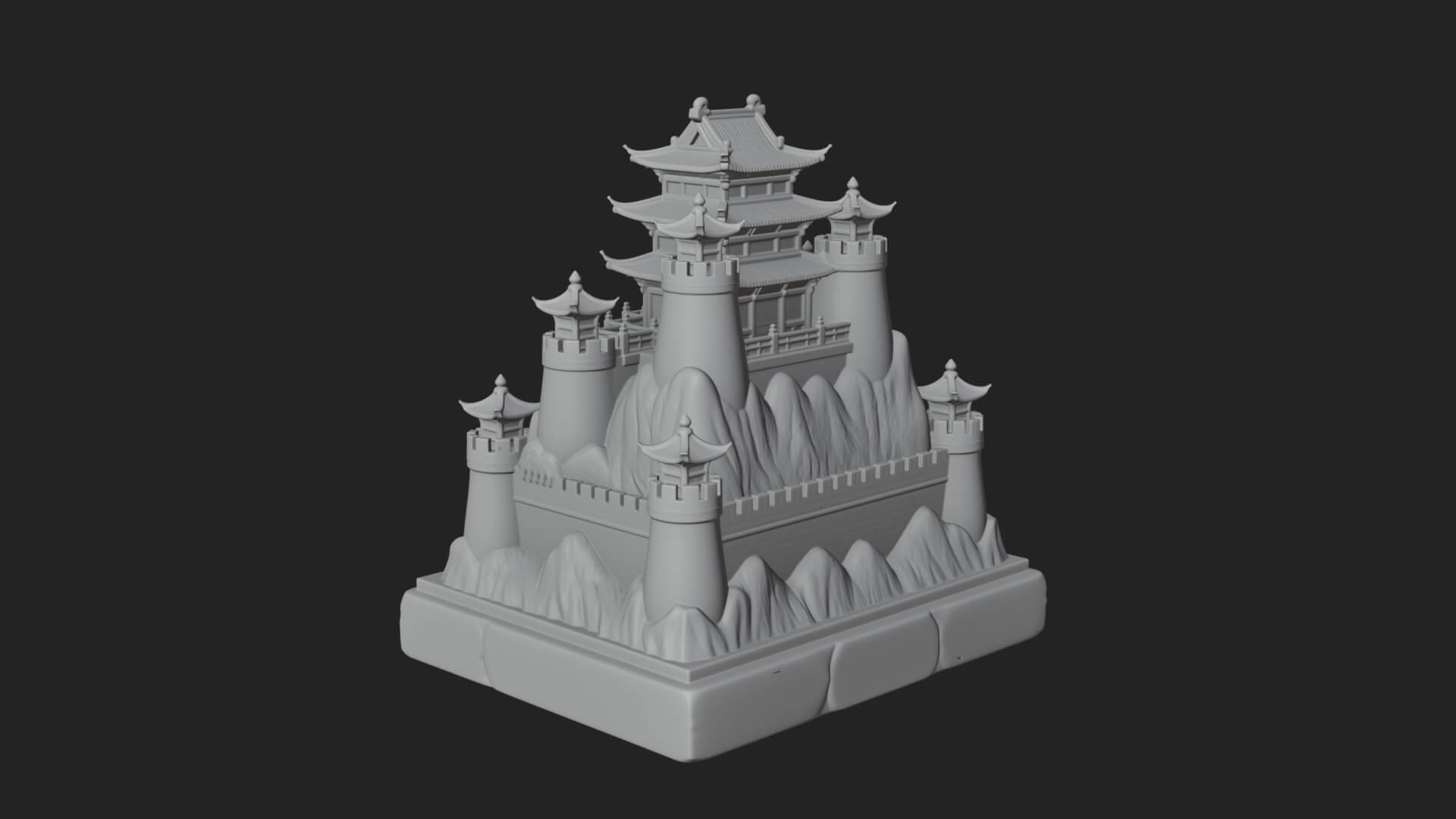 Mountain Fortress Castle Design 4 3D Print Model 3D Model