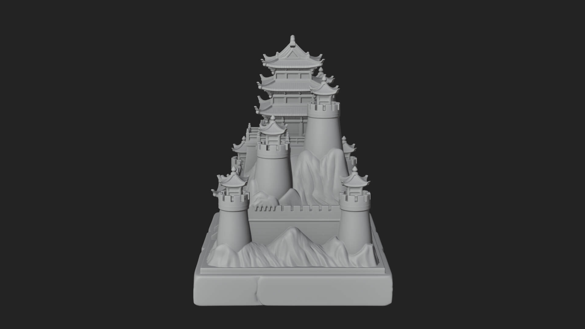 Mountain Fortress Castle Design 4 3D Print Model 3D Model