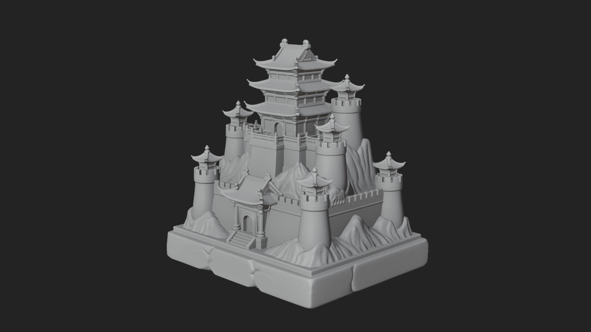 Mountain Fortress Castle Design 4 3D Print Model 3D Model
