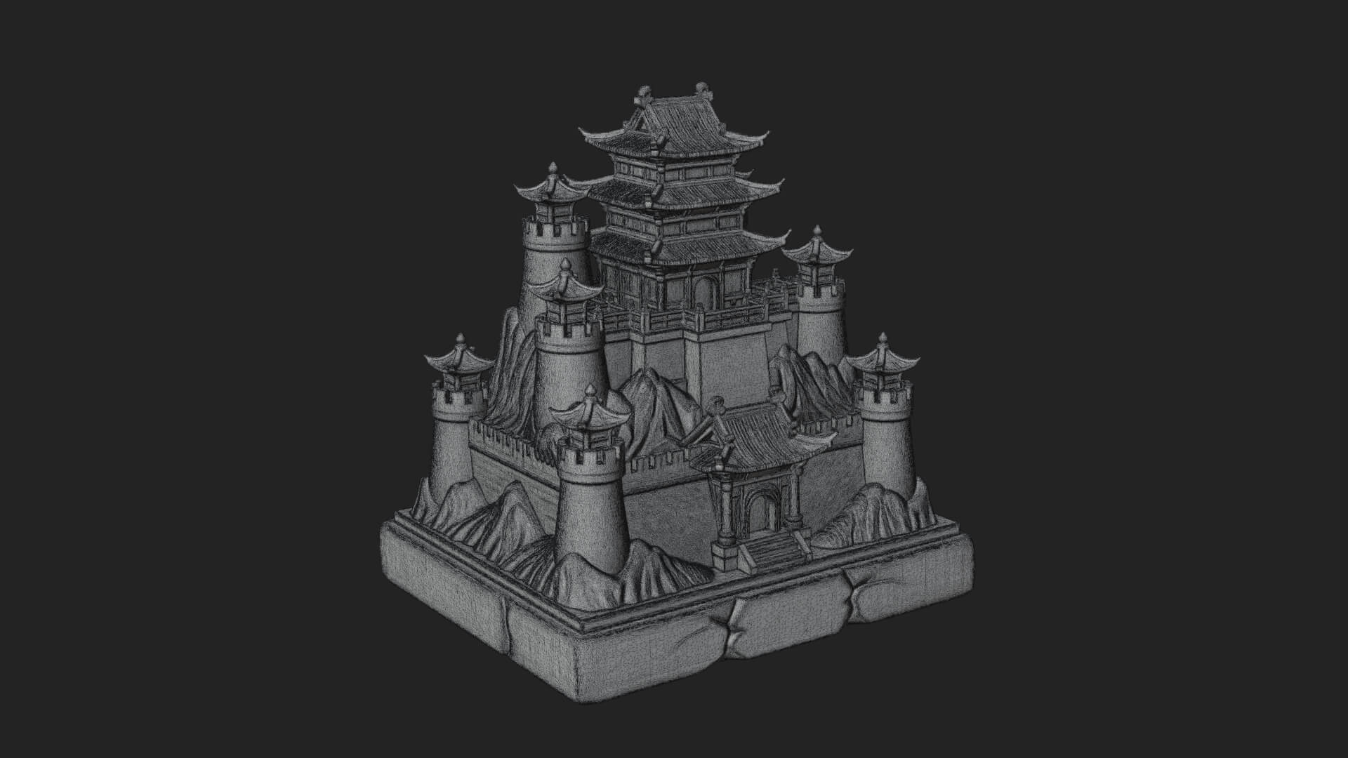 Mountain Fortress Castle Design 4 3D Print Model 3D Model