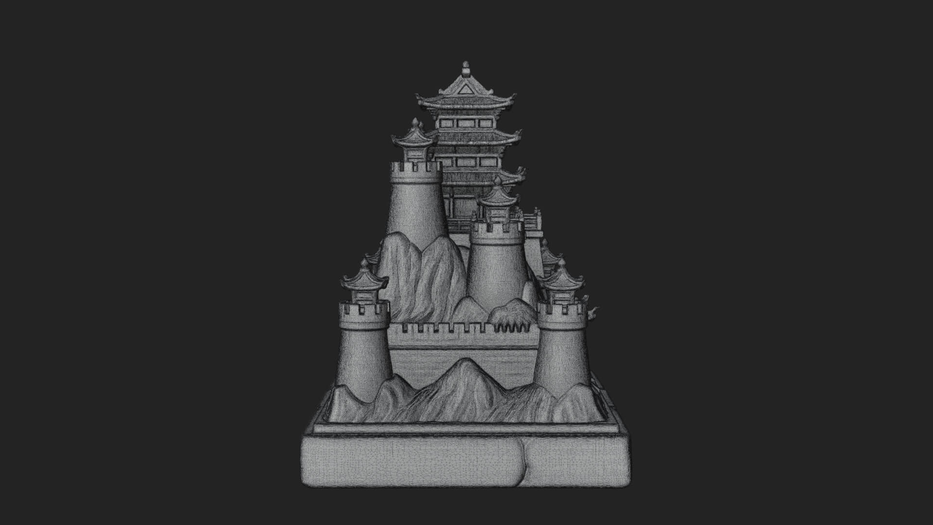 Mountain Fortress Castle Design 4 3D Print Model 3D Model