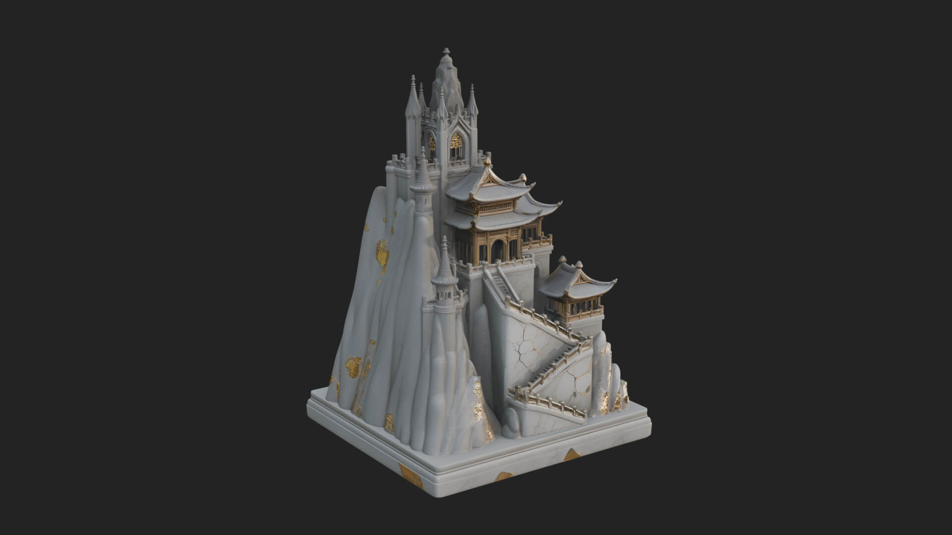 Mountain Fortress Castle Design 5 3D Print Model 3D Model