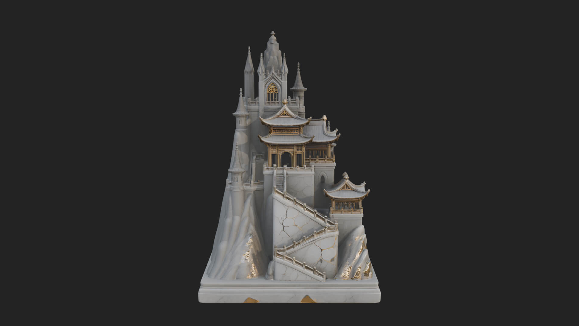 Mountain Fortress Castle Design 5 3D Print Model 3D Model