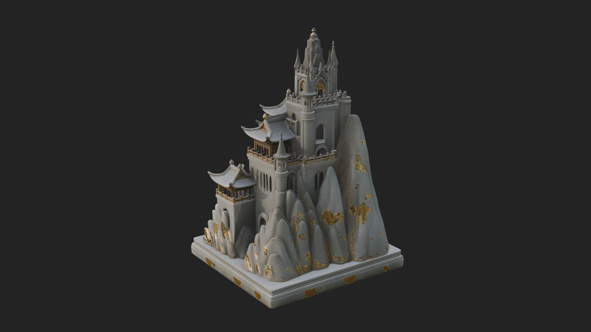 Mountain Fortress Castle Design 5 3D Print Model 3D Model