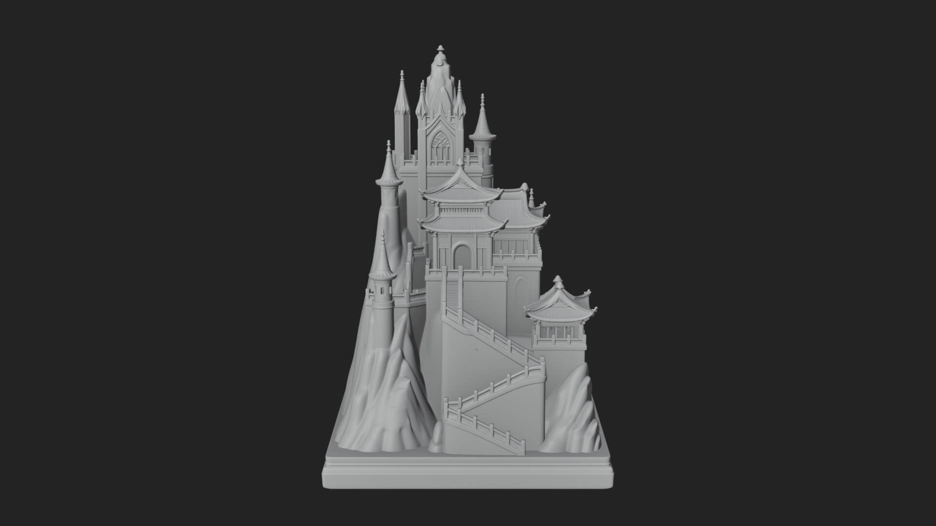 Mountain Fortress Castle Design 5 3D Print Model 3D Model