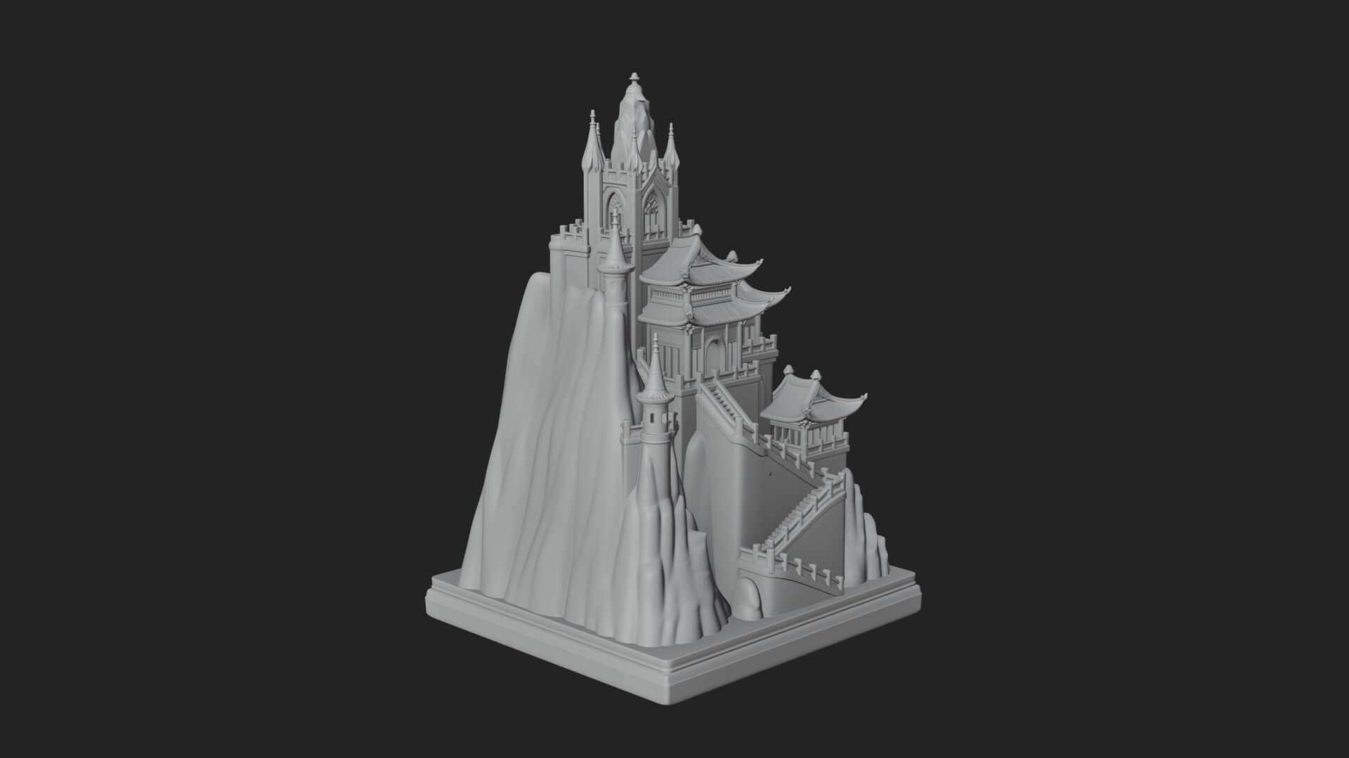 Mountain Fortress Castle Design 5 3D Print Model 3D Model