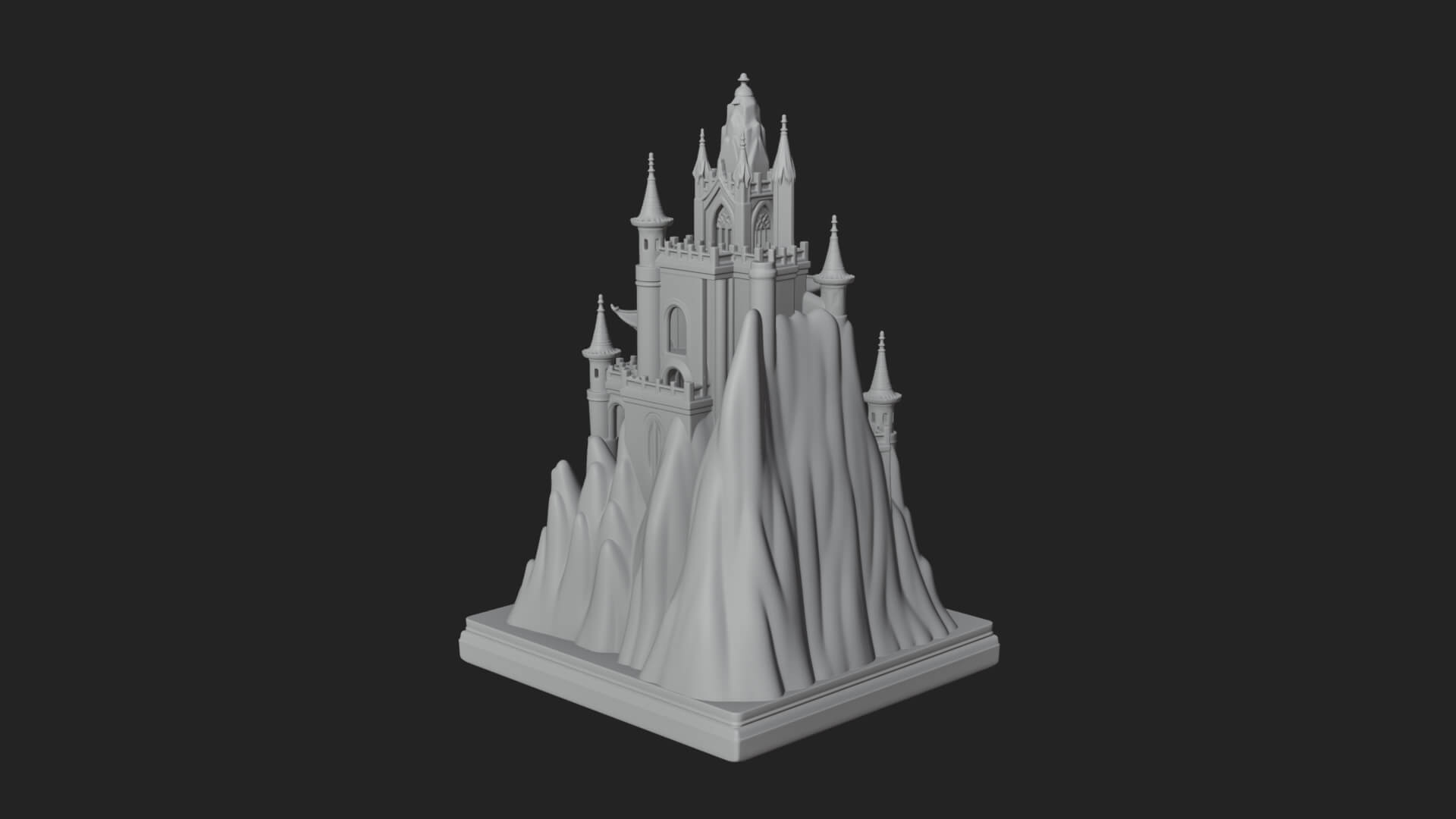 Mountain Fortress Castle Design 5 3D Print Model 3D Model