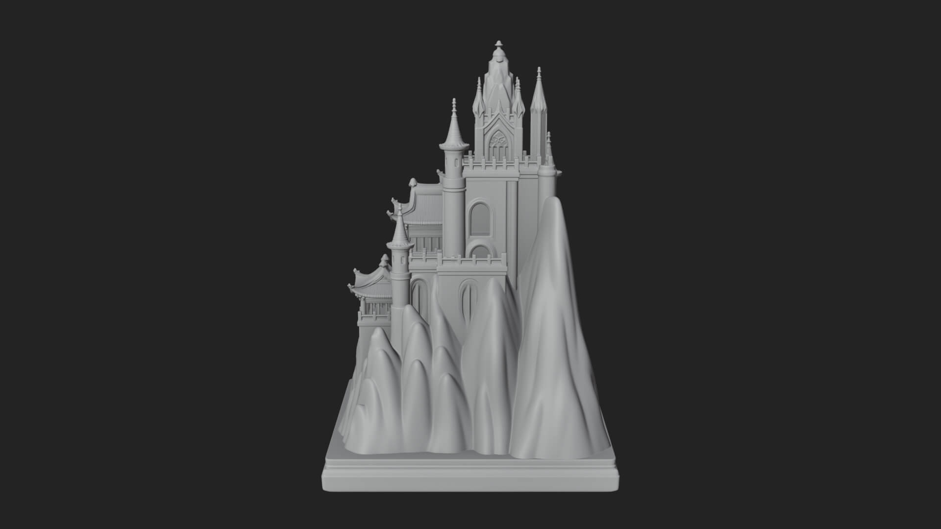 Mountain Fortress Castle Design 5 3D Print Model 3D Model