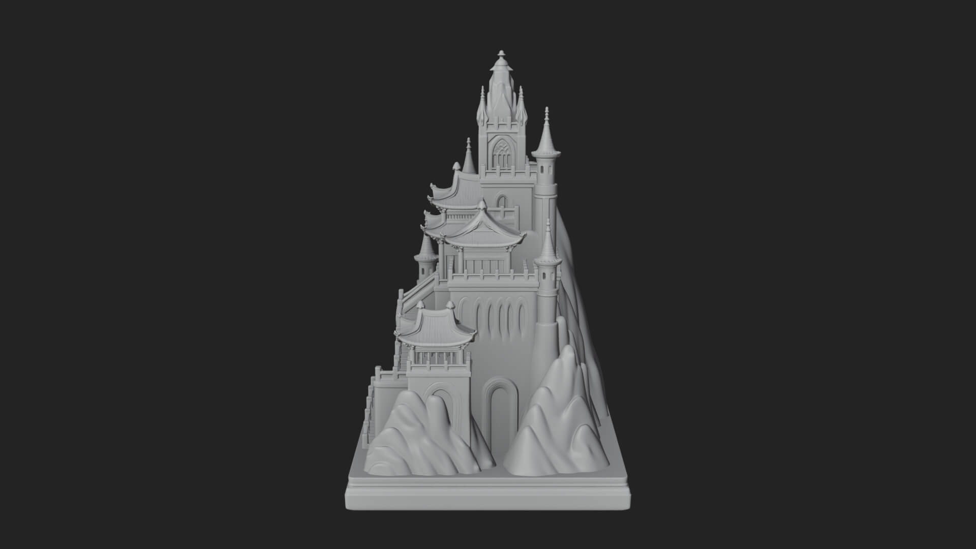Mountain Fortress Castle Design 5 3D Print Model 3D Model