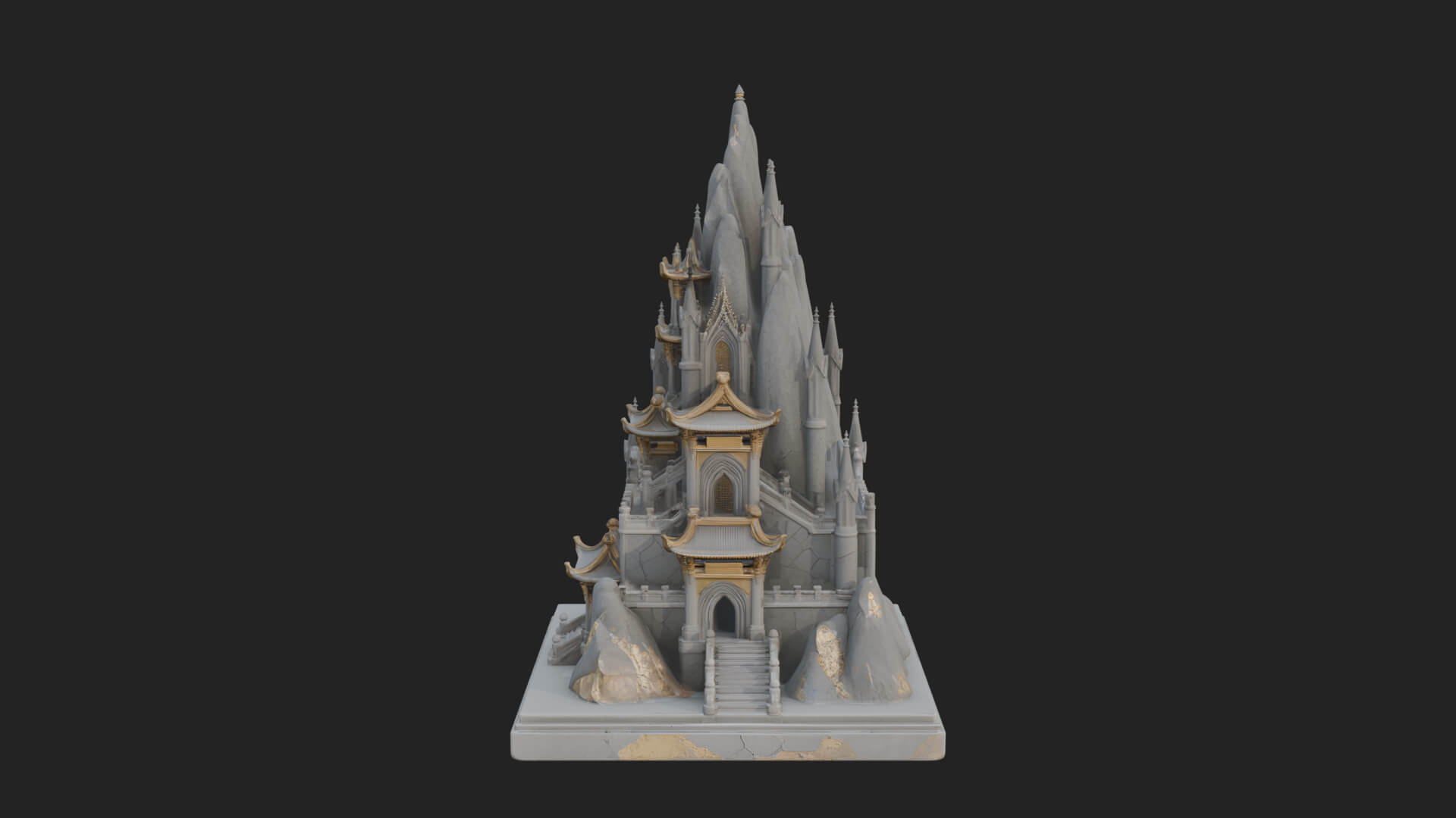 Mountain Fortress Castle Design 6 3D Print Model 3D Model