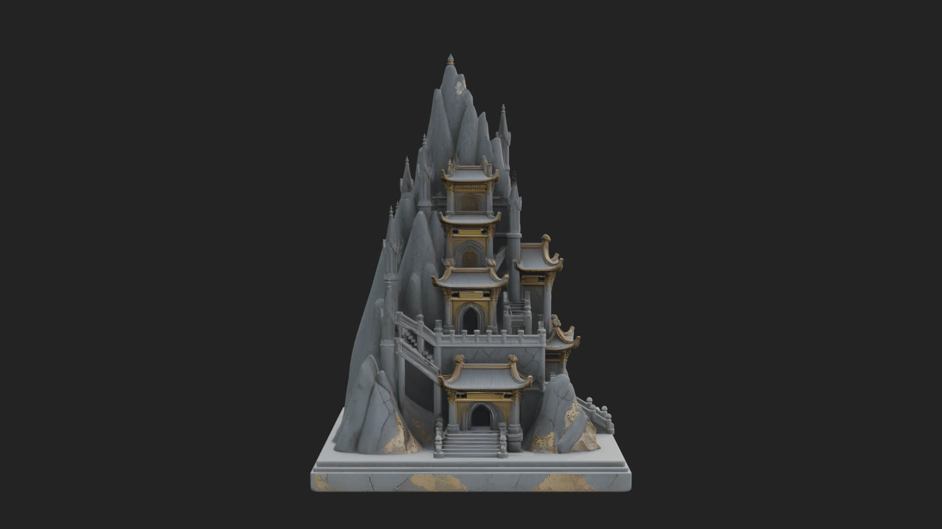 Mountain Fortress Castle Design 6 3D Print Model 3D Model