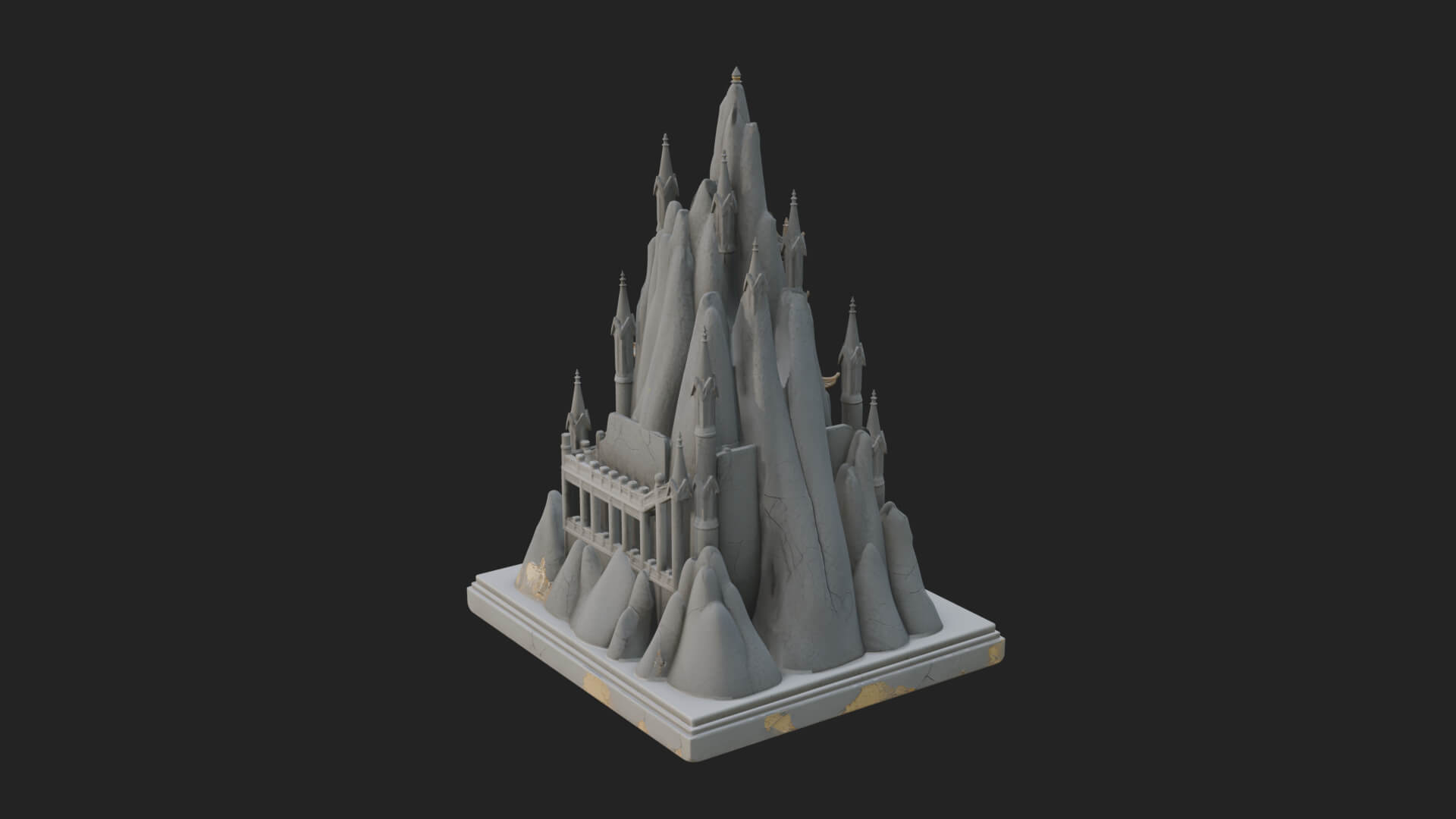 Mountain Fortress Castle Design 6 3D Print Model 3D Model